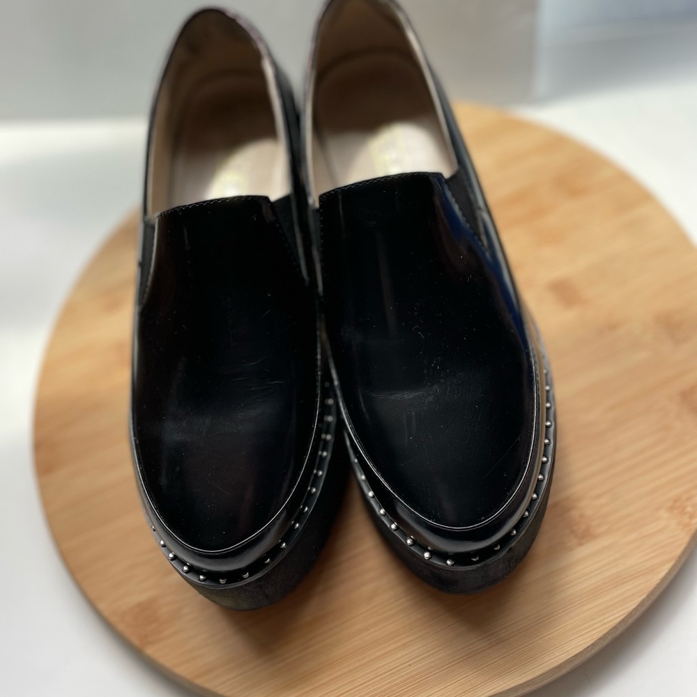 Sol Sana Black Patent Wedge Loafers